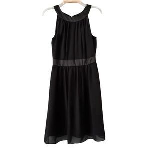 White House | Black Market Sheer Fully Lined Satin Trim Bk. Cocktail Dress 4 #L